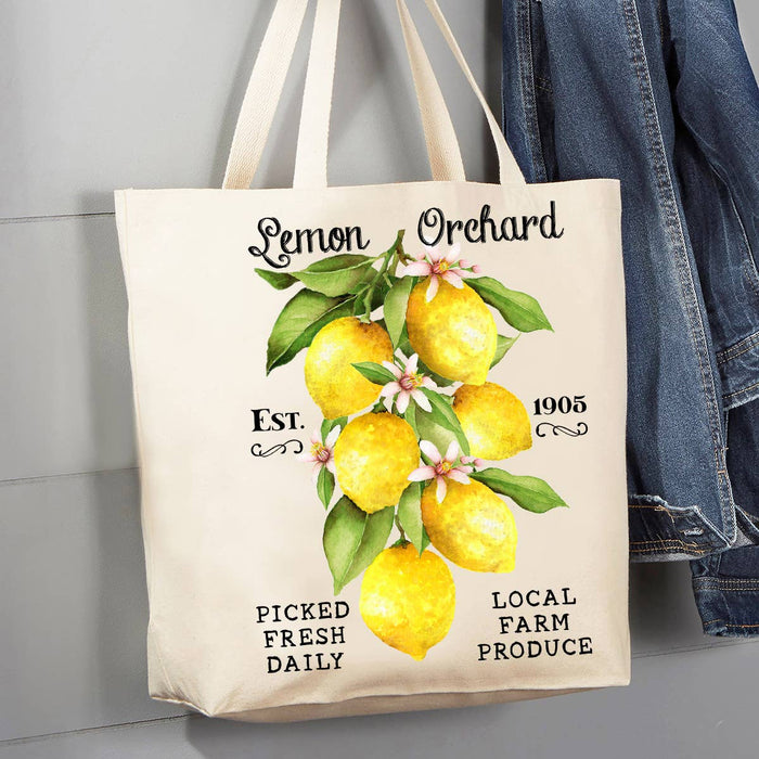 Country Lemon Orchard 12 oz Canvas Tote Bag