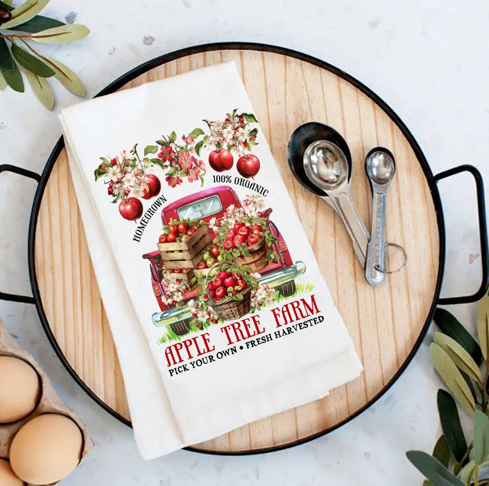 Apple Tree Farm Red Pick Up Flour Sack Tea Towel