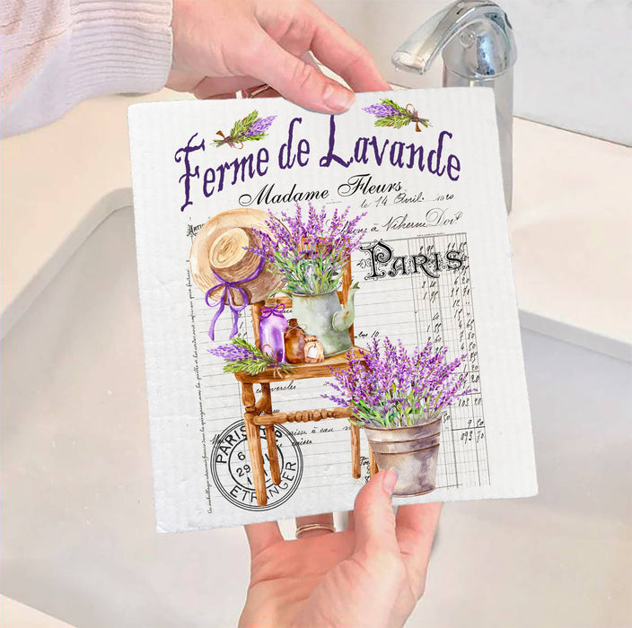 French Garden Lavender Kitchen Swedish Dish Cloth