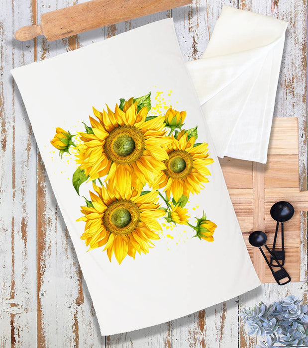 Spring Summer Yellow Sunflowers Terry Cloth Towel