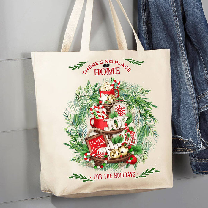 Christmas No Place Like Home 12 oz Canvas Tote Bag