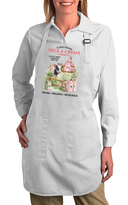 Country Farm Fresh Milk & Creamery Cow Kitchen Cotton Apron