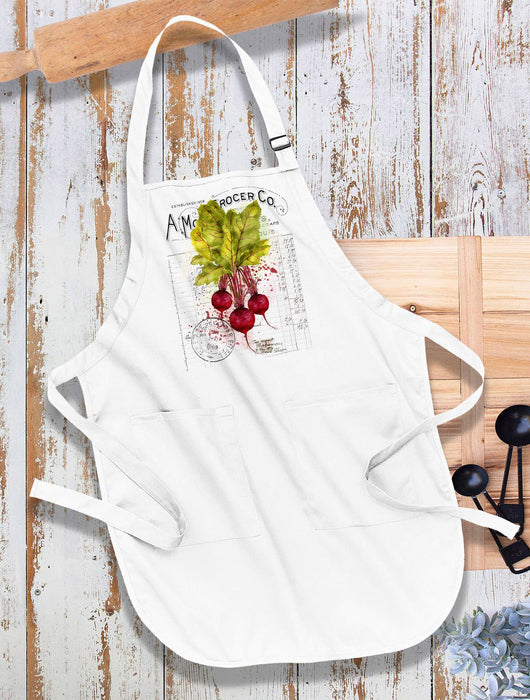 Vintage Farmhouse Beets Root Vegetables Kitchen Cotton Apron