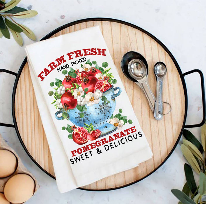 Country Farm Fresh Pomegranate Flour Sack Tea Towel
