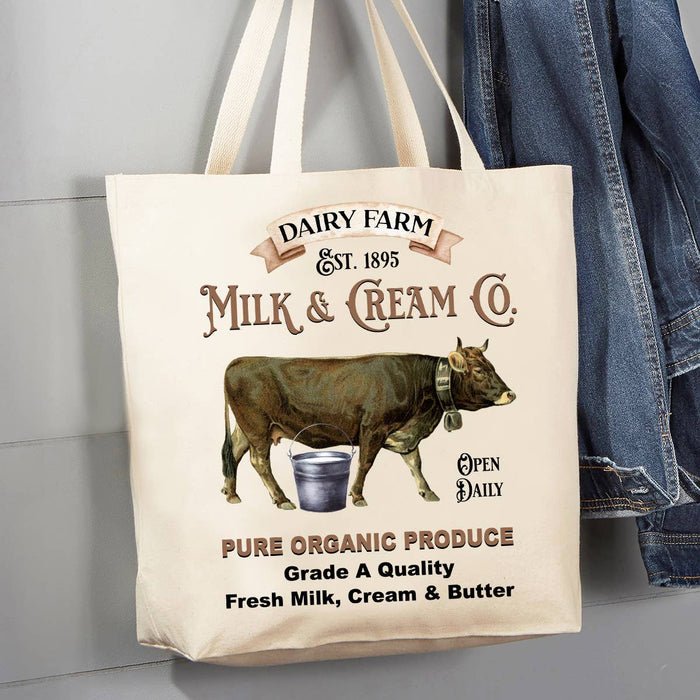 Dairy Farm Milk Cream Cow 12 oz Canvas Tote Bag