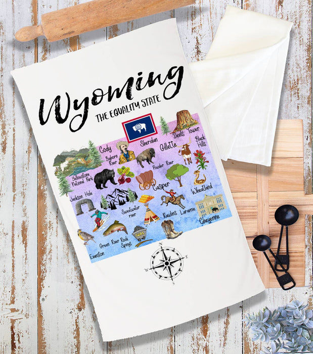 Wyoming State Map Souvenir Terry Cloth Towel