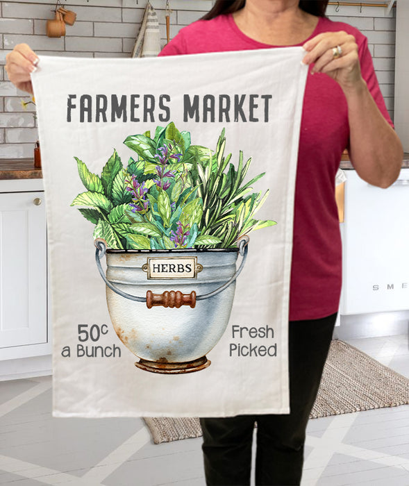 Farmers Market Fresh Picked Herbs Cotton Terry Towels