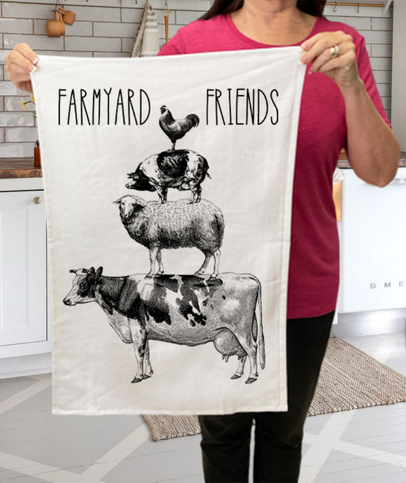 Farmyard Friends Cow Sheep Pig Chicken Cotton Terry Towels