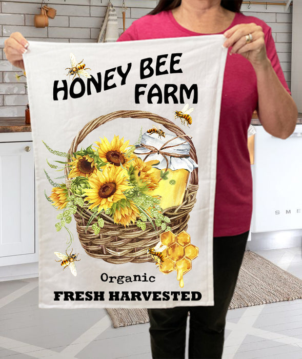 Modern Farm House Sunflower Honey Bees Cotton Terry Towels
