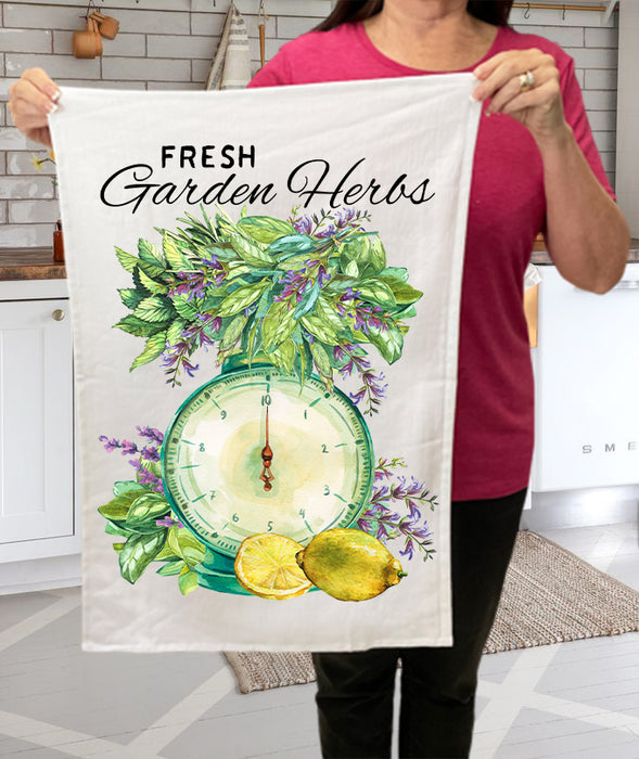 Farmhouse Fresh Garden Herbs Lemons Kitchen Cotton Terry Towels