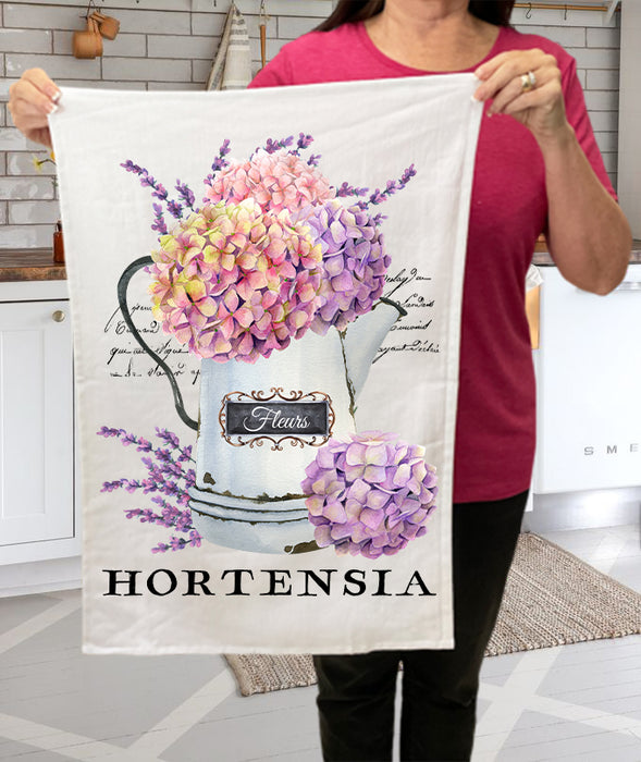 Farmhouse Paris Hydrangea Flowers Kitchen Cotton Terry Towels
