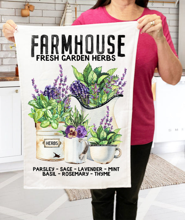 Farmhouse Fresh Garden Herbs Kitchen Cotton Terry Towels