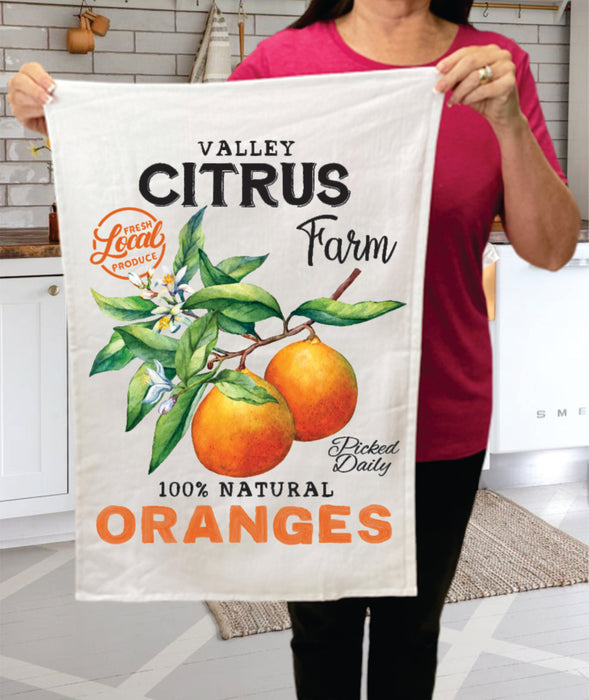 Farm Fresh Citrus Oranges Kitchen Cotton Terry Towels