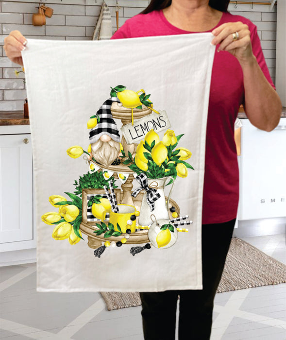 Gnome and Lemons 2 Tier Tray Kitchen Cotton Terry Towels