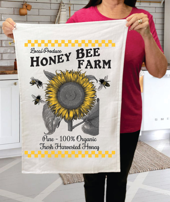 Vintage Honey Bee Farms Sunflower Kitchen Terry Towel