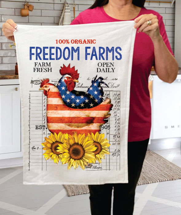 Freedom Farms Patriotic Chickens  Terry Towel