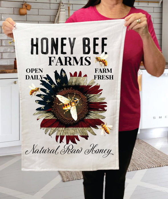 Honey Bee Patriotic Sunflower Terry Towel
