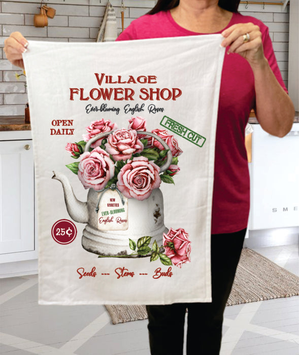 Village Flower Shop Roses Terry Towel