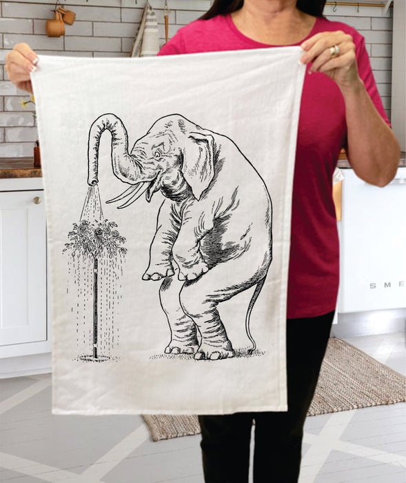 Elephant Watering Tree, Cotton Terry Towels