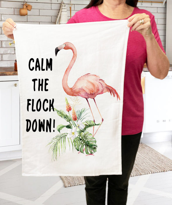 Pink Flamingo Calm The Flock Down Cotton Terry Towels