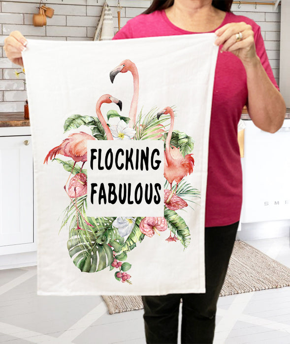 Pink Flamingo Flocking Fabulous Cotton Terry Towels