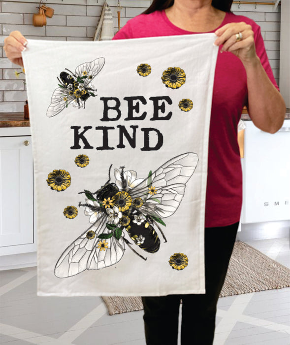 Bee Kind Vintage Flowers Bees Kitchen Cotton Terry Towels