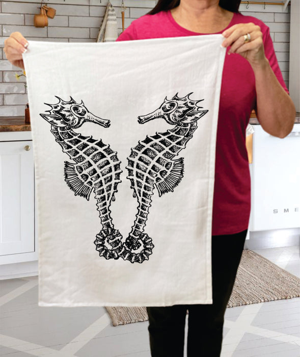 Vintage Seahorses Cotton Terry Towels
