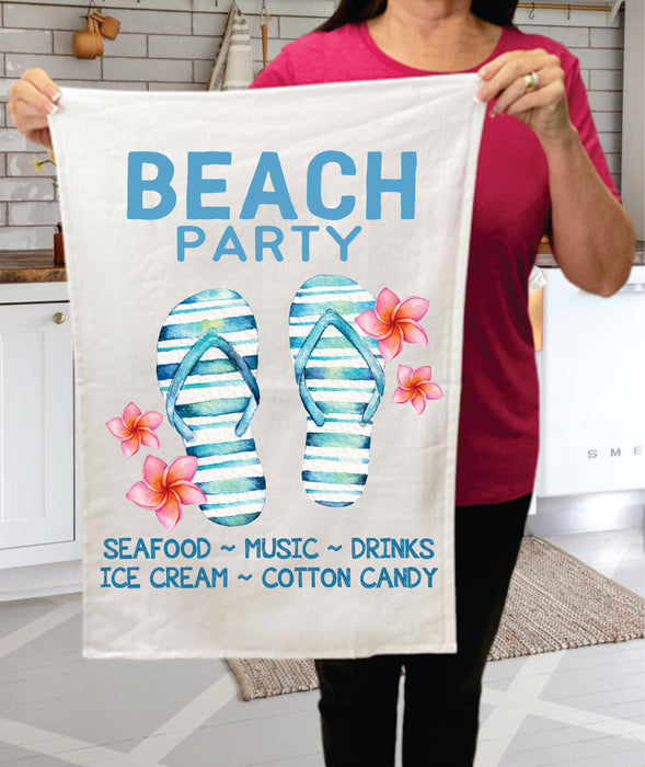 Beach Party Ocean Seafood Flipflops  Terry Towel