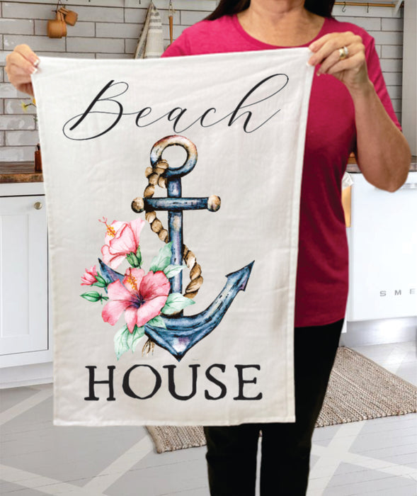 Beach House Boat Anchor Ocean Terry Towel