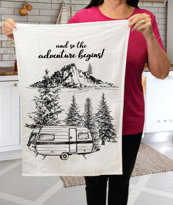 And so the Adventure Begins Camping Cotton Terry Towels