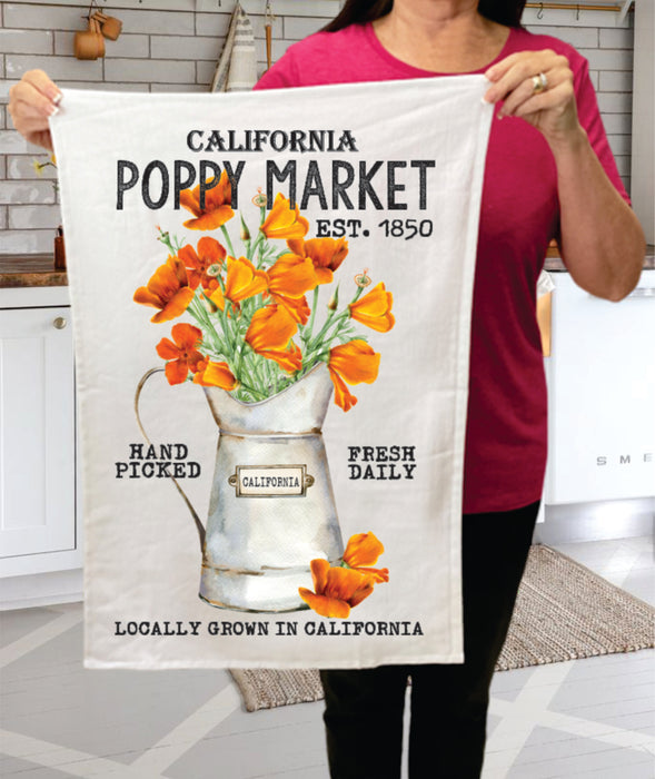 California State Flower Poppy Souvenir Terry Towel