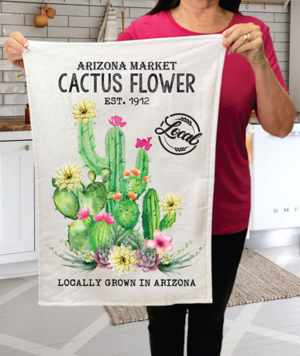 Arizona State Cactus Flower Souvenir Terry Towel