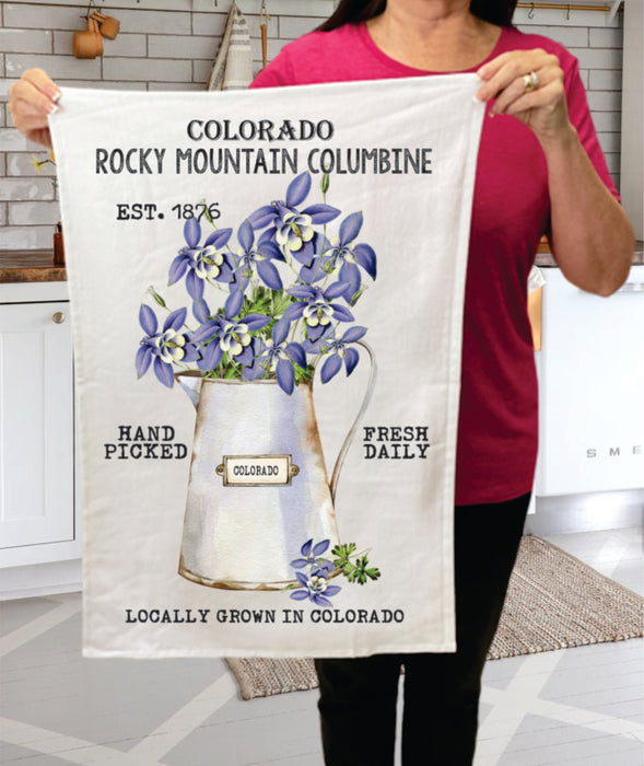 Colorado State Flower Columbine Souvenir Terry Towel