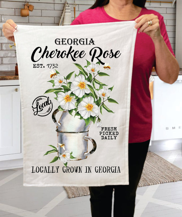 Georgia State Flower Cherokee Rose Souvenir Terry Towel