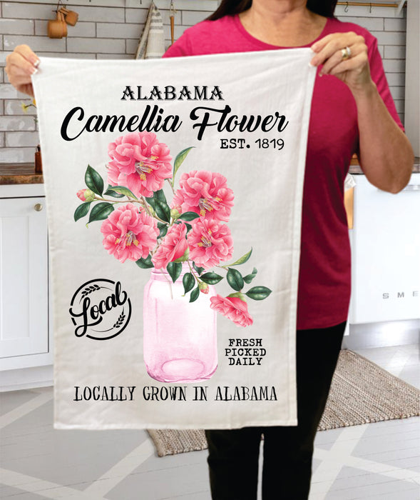 Alabama State Flower Camellia Souvenir  Terry Towel