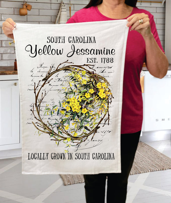 South Carolina State Flower Jessamine Souvenir Terry Towel