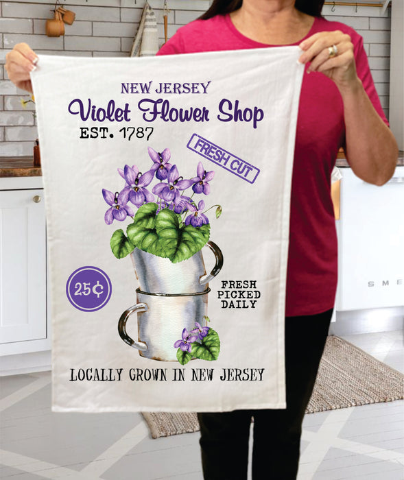 New Jersey State Flower Purple Violet Souvenir Terry Towel