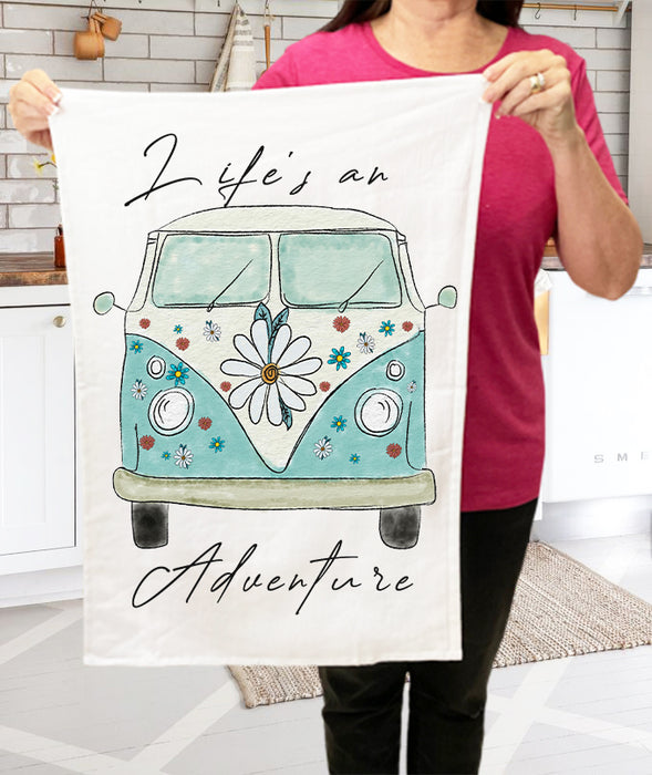 Life is an Adventure VW Bus Hippie Cotton Terry Towel