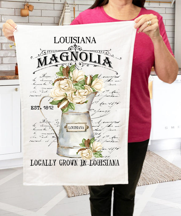 Louisana State Flower Magnolia Cotton Terry Towel