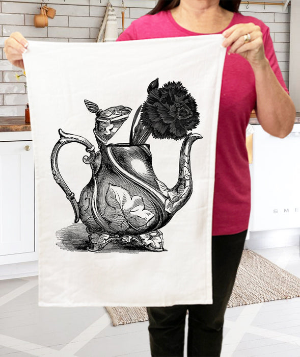 Tea Pot with Flower Cotton Terry Towels