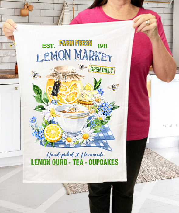Farm Fresh Lemon Market Tea Cotton Terry Towels