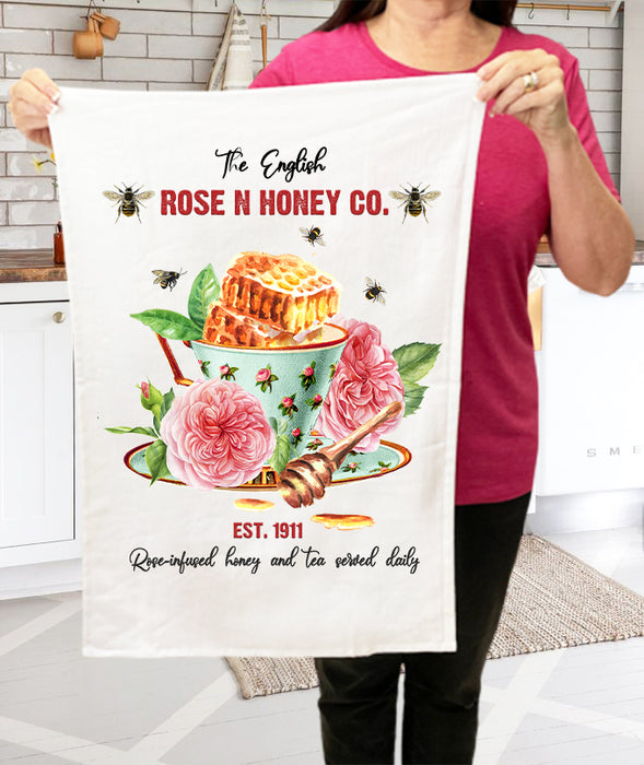 Rose & Honey English Tea Cup Flowers Cotton Terry Towels