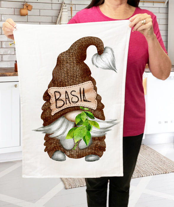 Gnome Herbs Basil Kitchen Cotton Terry Towel