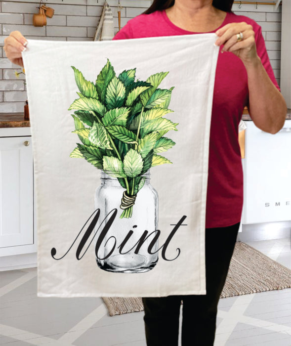 Farm Fresh Herbs Mint Kitchen Terry Towel