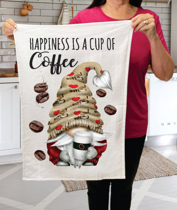 Gnome Happiness is a Cup of Coffee Terry Towel