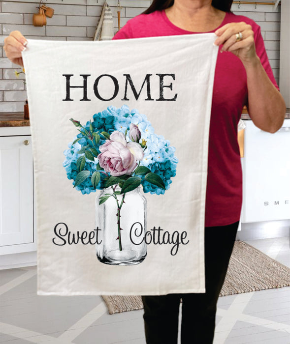 Home Sweet Cottage Flowers Mason Jar Cotton Terry Towels
