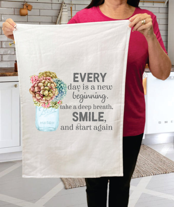 Everyday is a New Beginning Flowers, Cotton Terry Towels