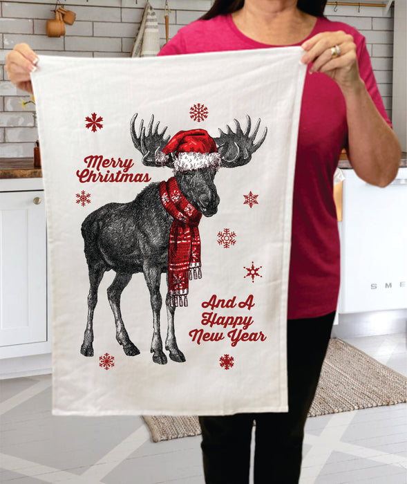 Merry Christmas Happy New Year Cotton Terry Towels