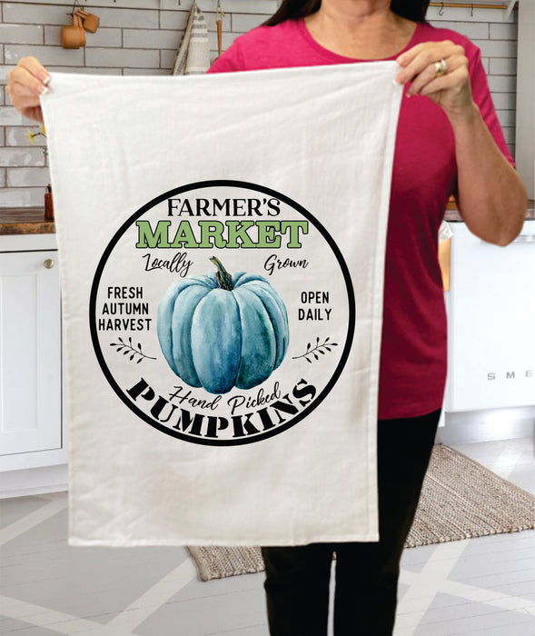 Farmers Market Hand Picked Blue Pumpkins Cotton Terry Towels