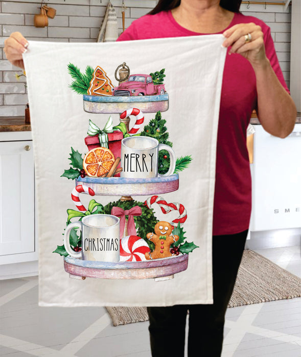 Merry Christmas Festive Tray Gingerbread Cotton Terry Towels